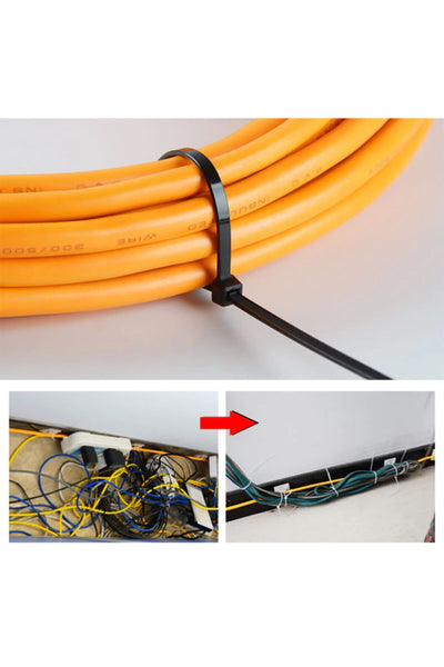 3,6x370 mm 100 Adet Beyaz Kablo Bağı Plastik Cırt Kelepçe Klips