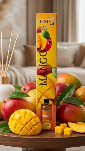 TIME24 Mango Oda Kokusu 50 ml Çubuklu Ortam Kokusu – Tropikal Mango Kokusu