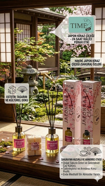 TIME24 Japon Çiçeği Oda Kokusu – Çubuklu Ortam Kokusu 50 ml