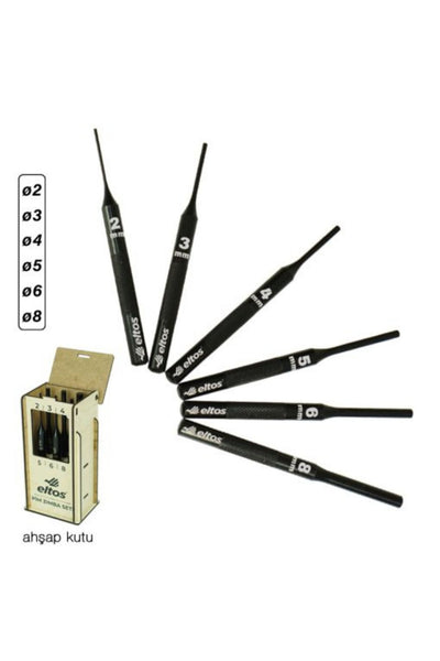 Ahşap Kutulu Pim Zımba Seti 6 Parça