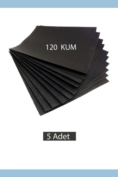 Kağıt Zımpara Su Zımparası 120 Kum Sarı Leke Için Uygun Zımpara - 5 Adet