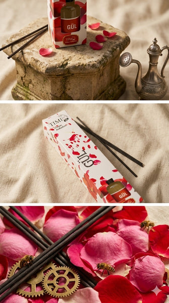 TIME24 Gül Oda Kokusu 50 ML – Çubuklu Ortam Kokusu | Kalıcı Gül Kokusu Reed Diffuser