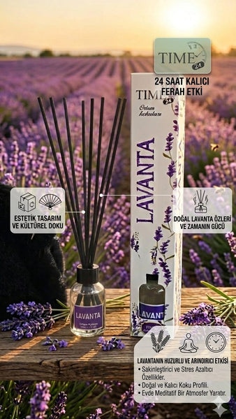 Time24 Lavanta Oda Kokusu 50 ml – Çubuklu Ortam Kokusu | Kalıcı ve Ferah Lavanta Kokusu